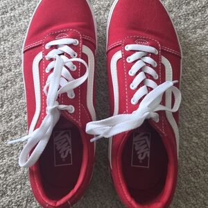Vans Classic Red and White Canvas Shoes